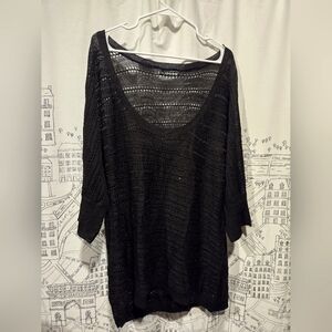NWOT Women's Maurices 3/4 Sleeve See Through Black Sweater Size 3